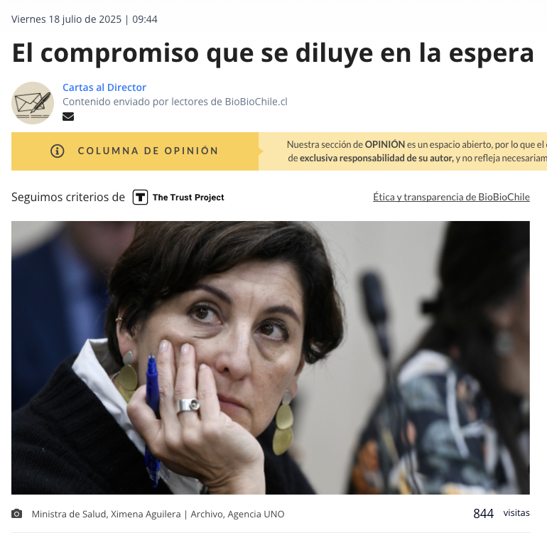 Carta al Director: El compromiso que se diluye en la espera